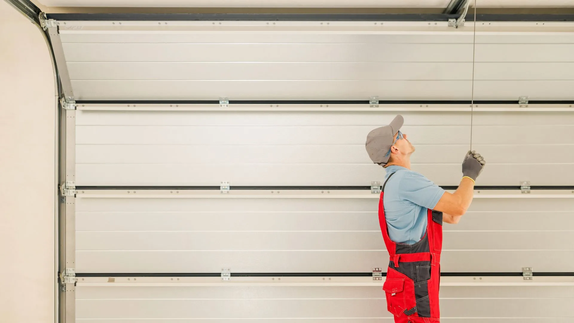 Newly installed garage door on a home